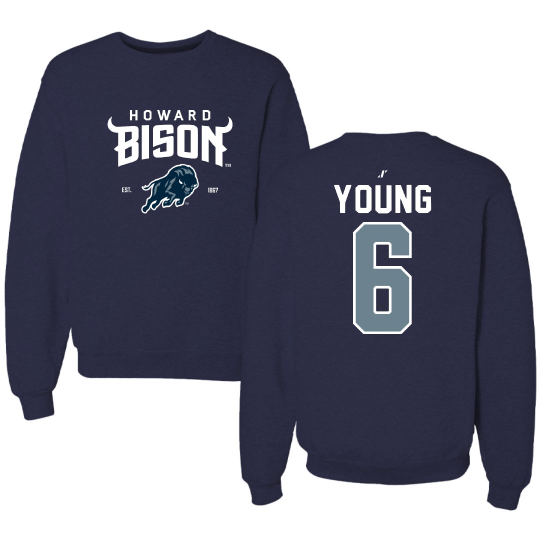 Howard University Soccer Navy General Crewneck - #6 Mia Young