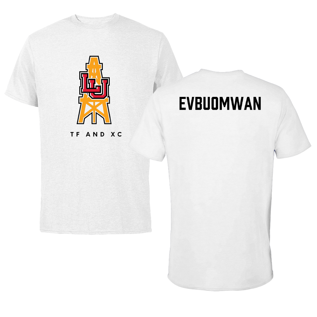 Lamar University TF and XC White Performance Tee - Efosa Evbuomwan
