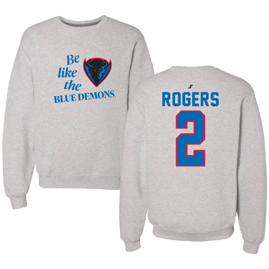 DePaul University Softball Light Gray Be Like Us Crewneck - #2 Morgan Rogers