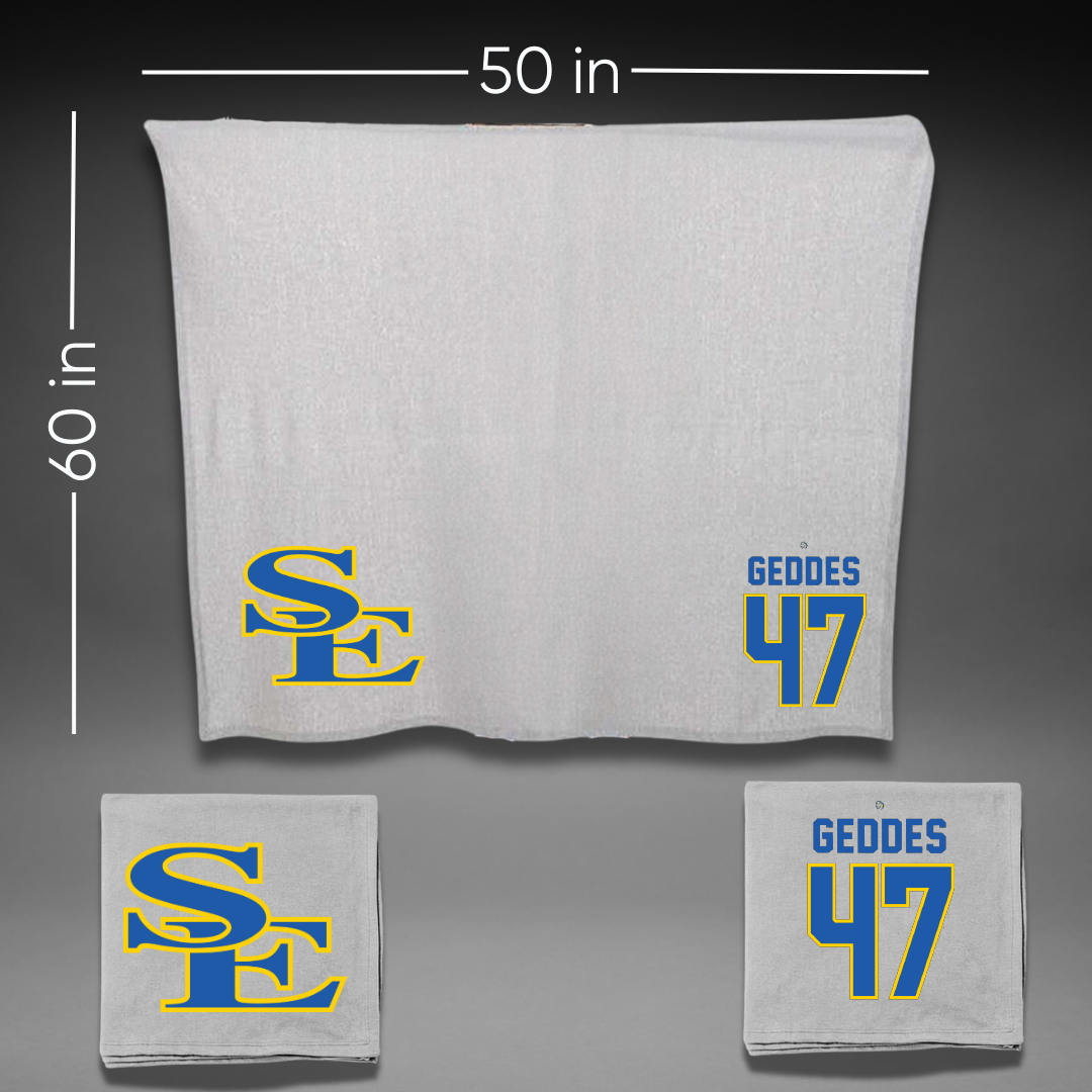 Southeastern Oklahoma State University Football Gray Blanket - #47 Jacob Geddes