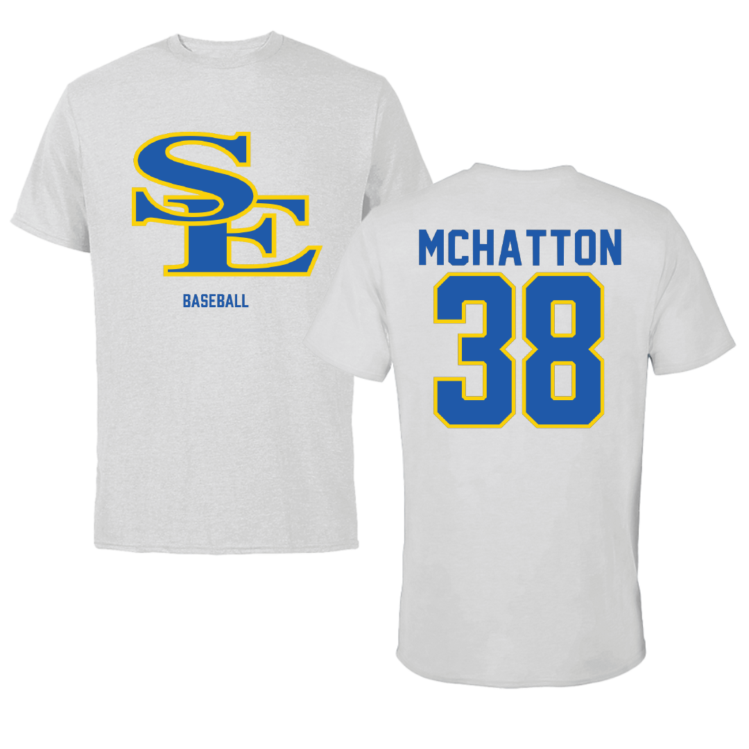 Southeastern Oklahoma State University Baseball Light Gray Tee - #38 Caden McHatton