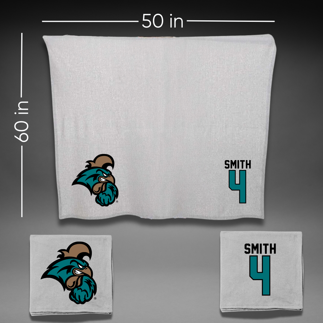 Coastal Carolina University Volleyball Gray Blanket - #4 Anna Smith
