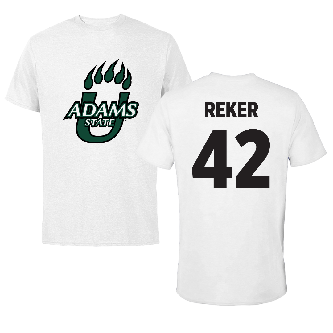 Adams State University Baseball White Performance Tee - #42 Seth Reker