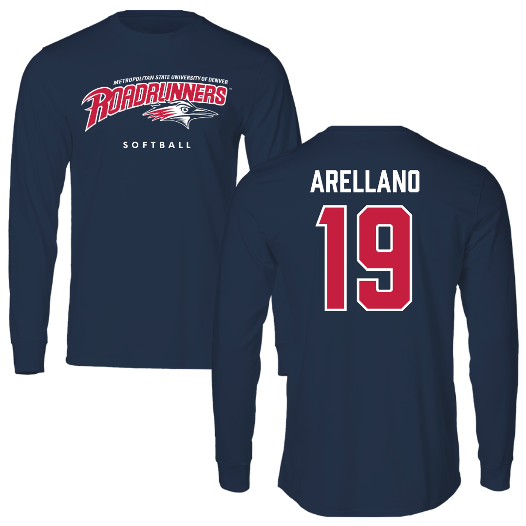 Metropolitan State University of Denver Softball Navy Long Sleeve - #19 Aaliyah Arellano