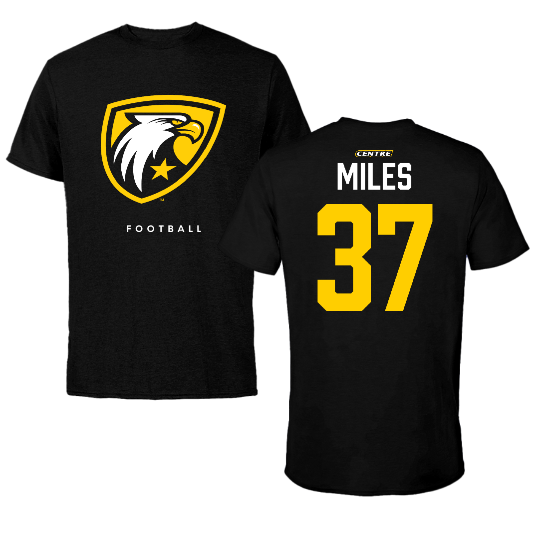 Centre College Football Black Performance Tee - #37 Ryan Miles