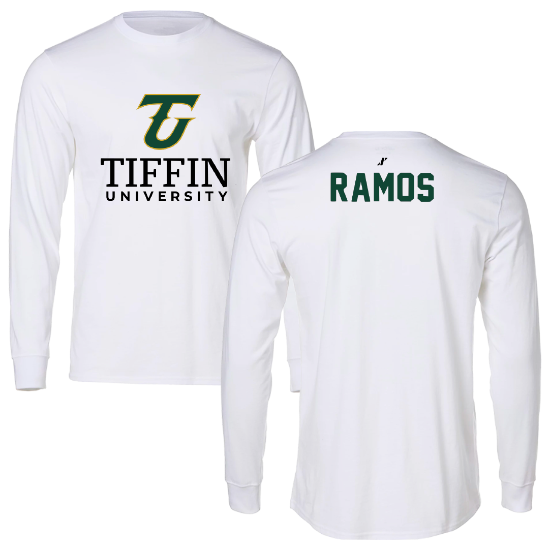 Tiffin University Wrestling White Performance Long Sleeve - Sidney Ramos
