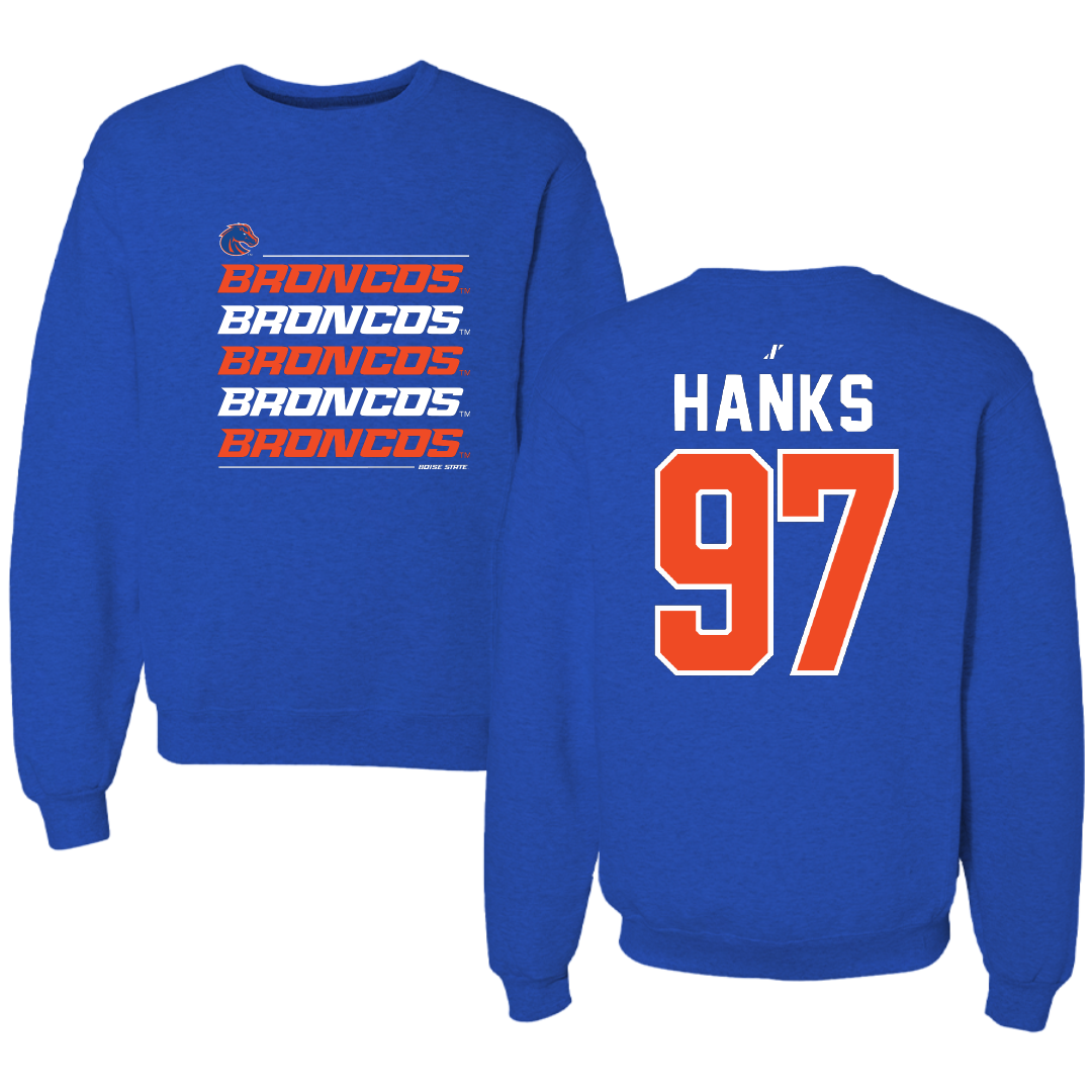 Boise State University Football Blue General Crewneck - #97 Hayden Hanks