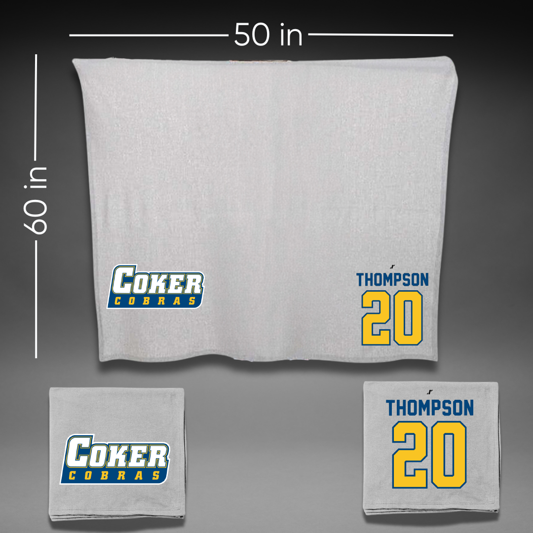 Coker University Basketball Gray Blanket - #20 Kamari Thompson