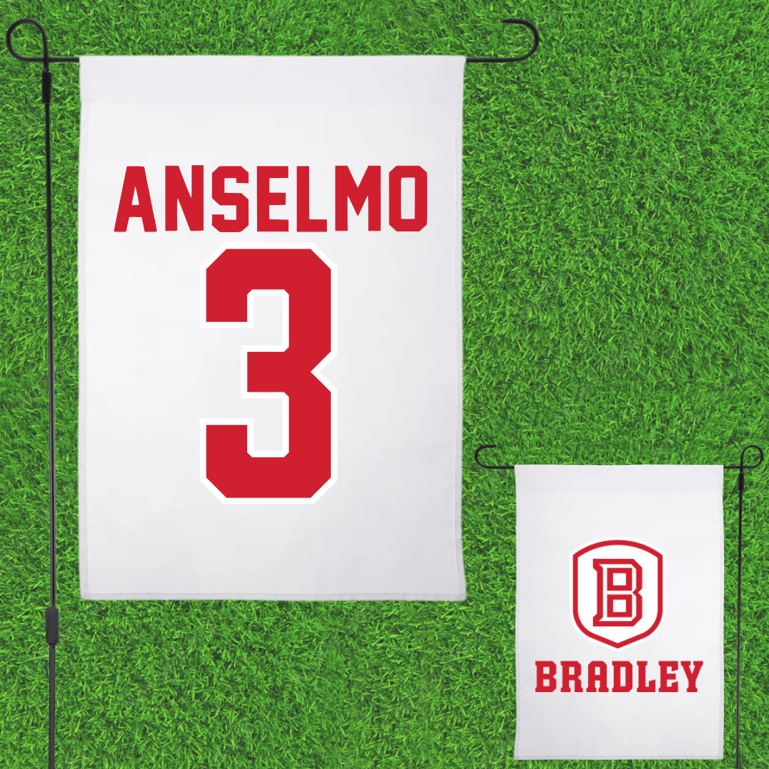 Bradley University Baseball White Garden Flag - #3 Dominic Anselmo