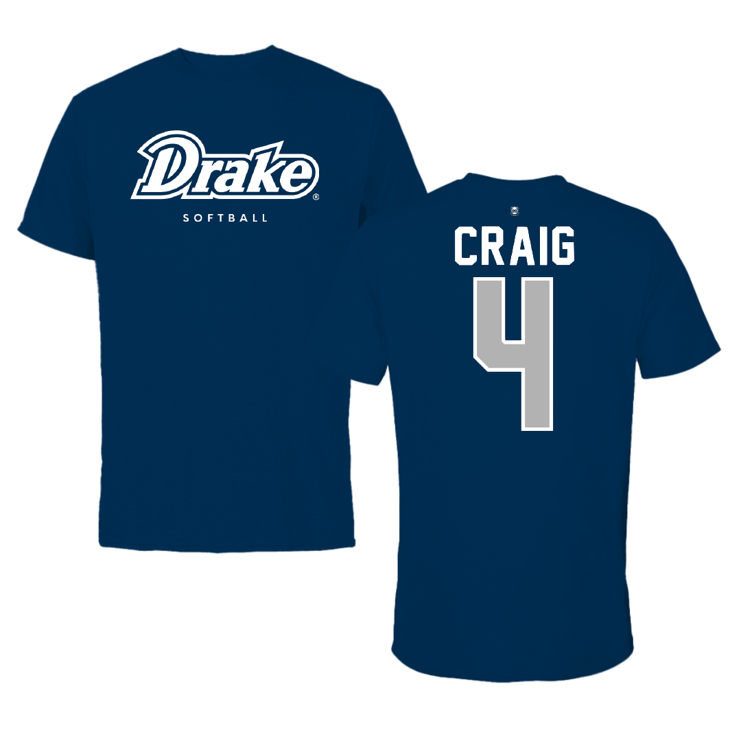 Drake University Softball Navy Tee - #4 Alexis Craig