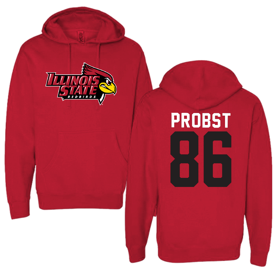 Illinois State University Football Red Hoodie - #86 Brady Probst