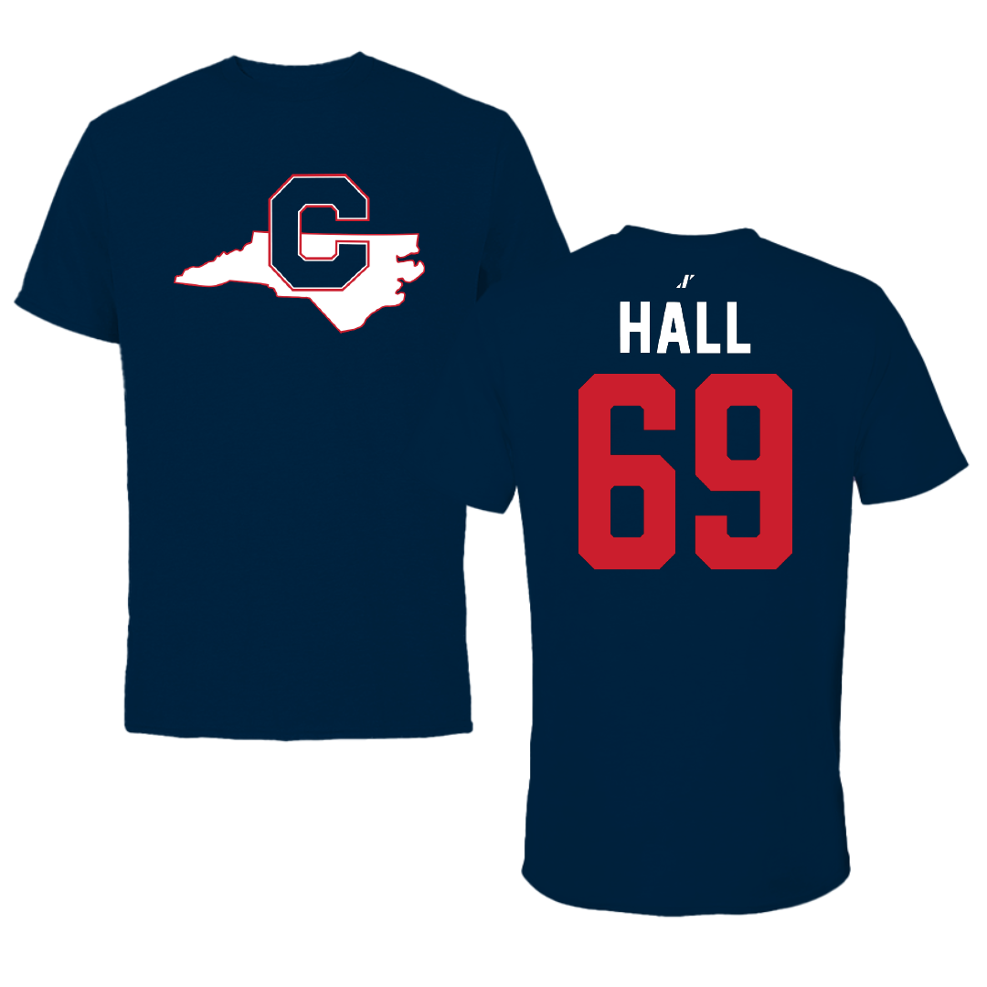 Catawba College Football Navy State Tee - #69 Nicholas Hall