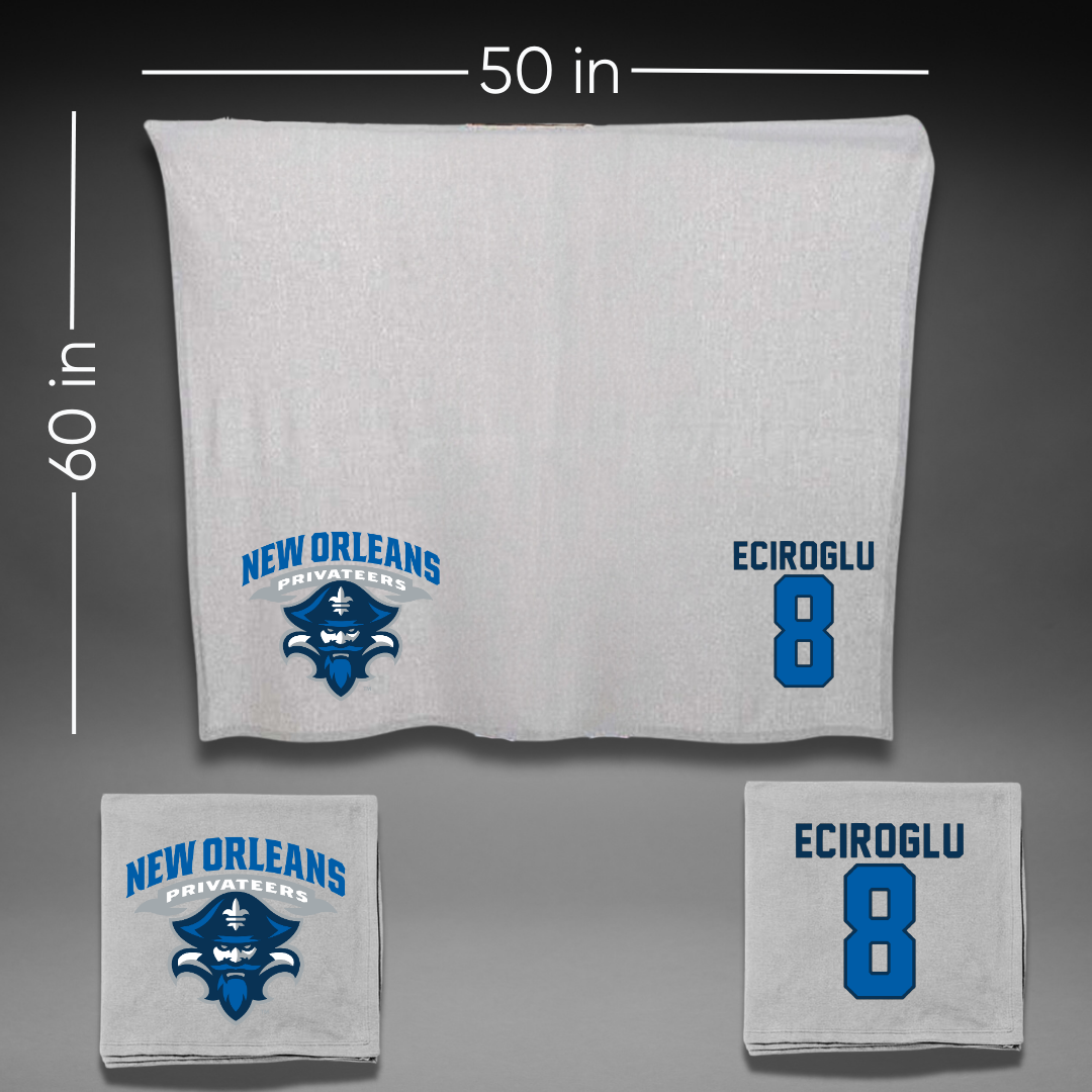 University of New Orleans Volleyball Gray Blanket - #8 Defne Eciroglu