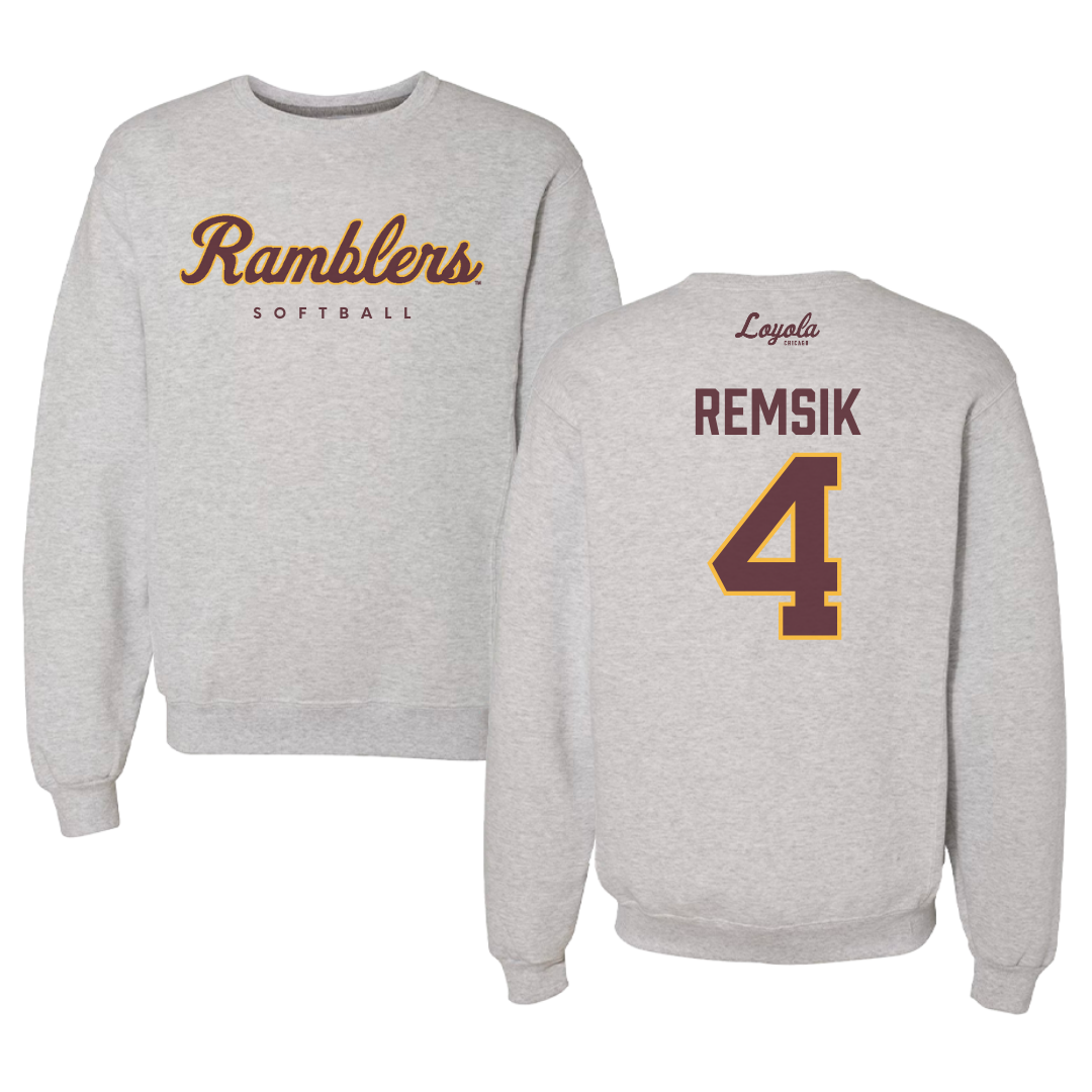 Loyola University-Chicago Softball Gray Crewneck - #4 Sophia Remsik