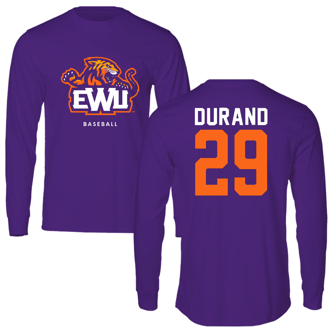 Edward Waters University Baseball Purple Performance Long Sleeve - #29 Keith Durand