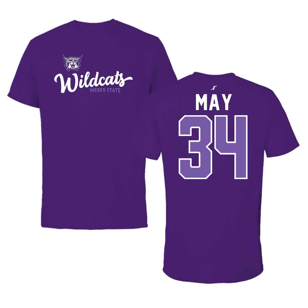 Weber State University Football Purple General Tee - #34 Colter May