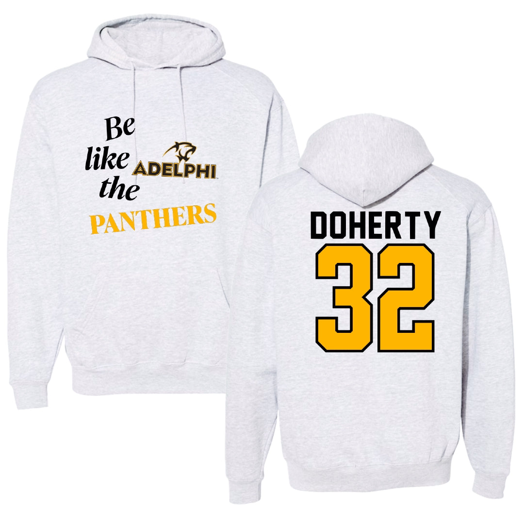 Adelphi University Lacrosse Light Gray Be Like Us Hoodie - #32 Brian Doherty