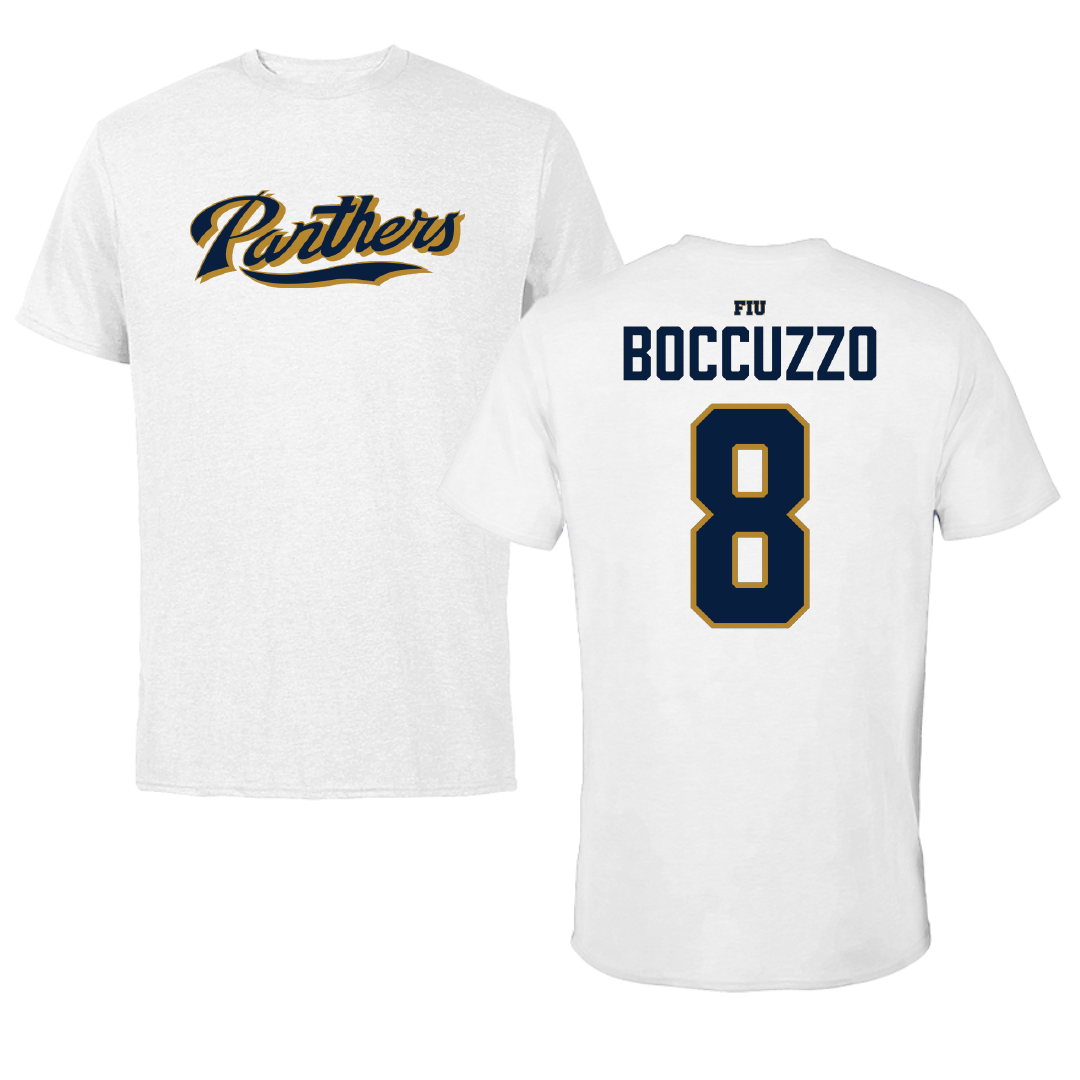 Florida International University Soccer White Tee - #8 David  Boccuzzo