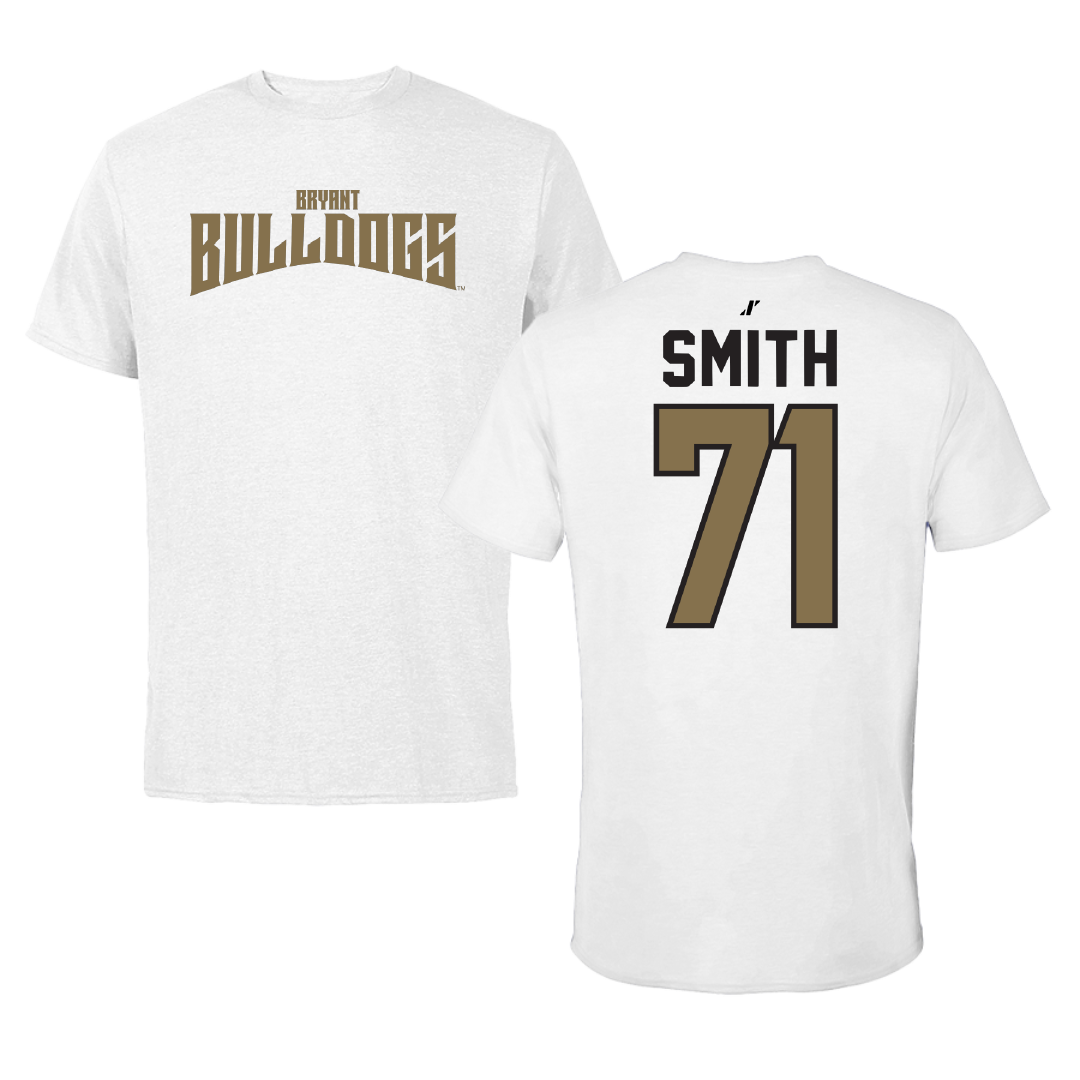 Bryant University Football White Classic Performance Tee - #71 Aden Smith