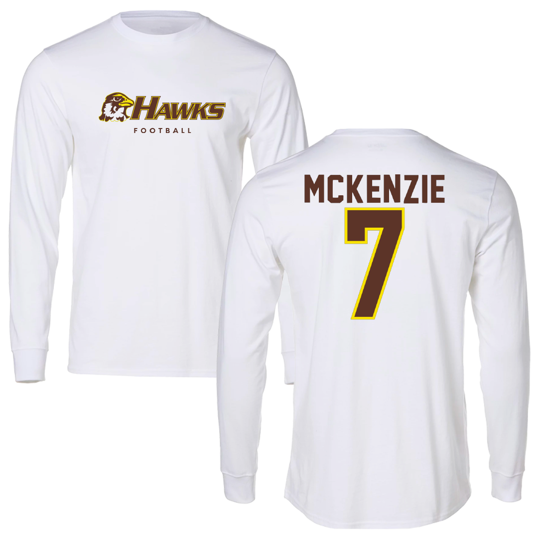 Quincy University Football White Long Sleeve - #7 Aniik Mckenzie