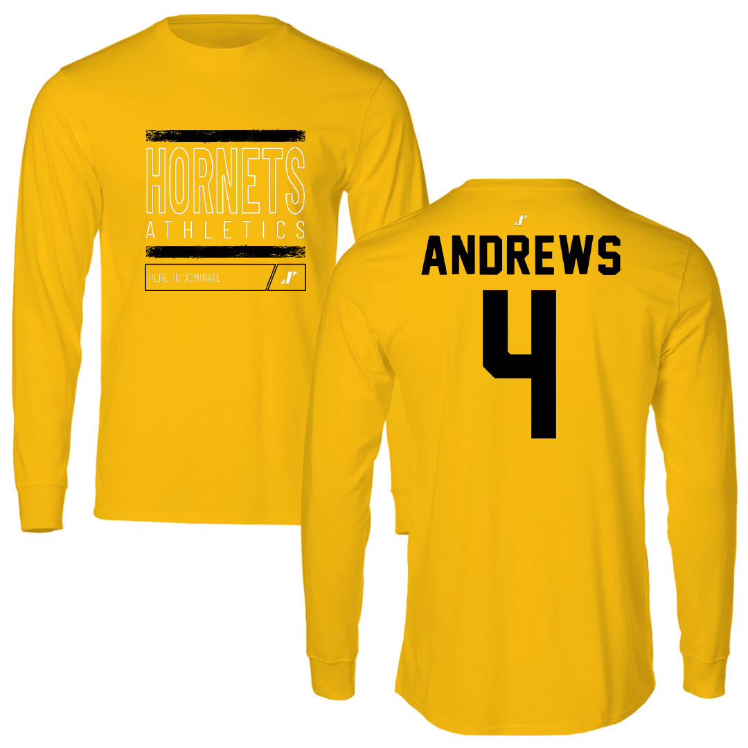 Alabama State University Basketball Gold Dominate Performance Long Sleeve - #4 Mario Andrews