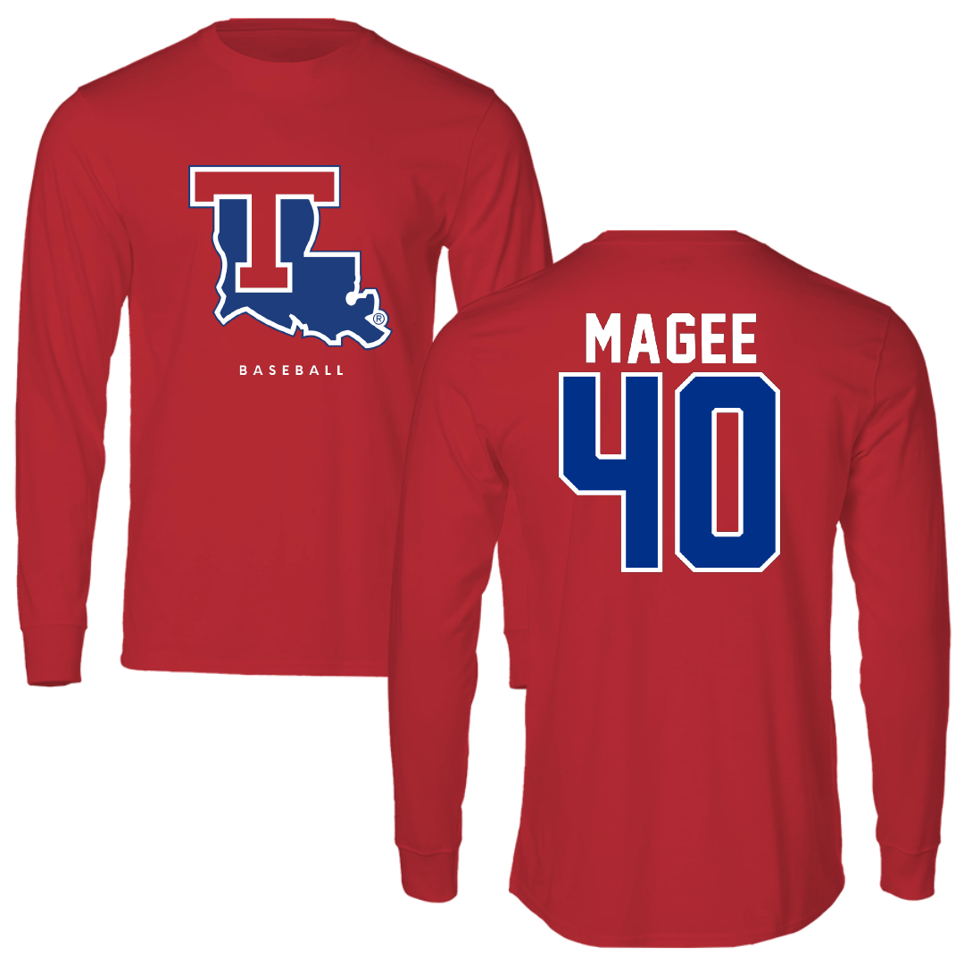 Louisiana Tech University Baseball Red Long Sleeve - #40 Noah Magee