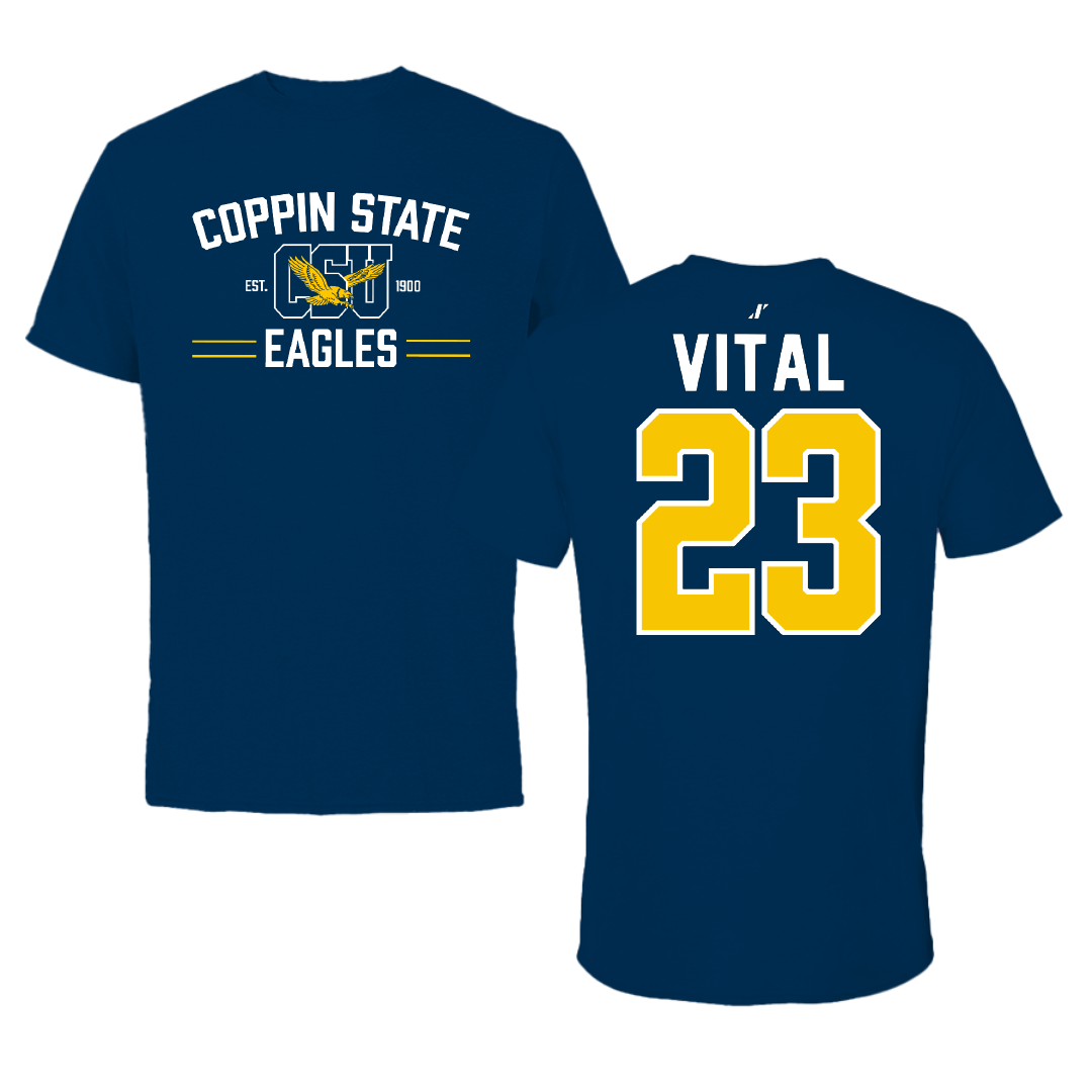 Coppin State University Baseball Navy General Performance Tee - #23 Herick Vital