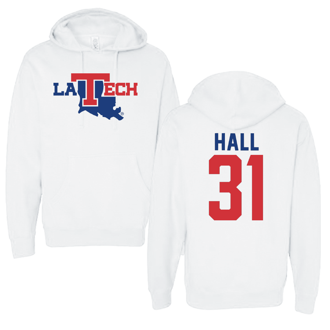Louisiana Tech University Baseball White Hoodie - #31 Caleb Hall