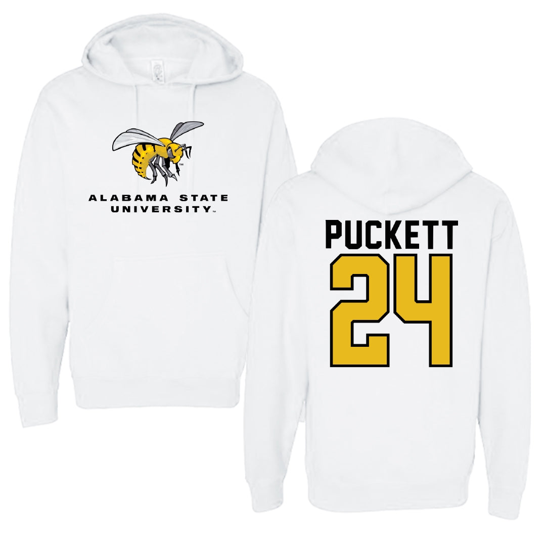 Alabama State University Basketball White Block Hoodie - #24 Samiah Puckett