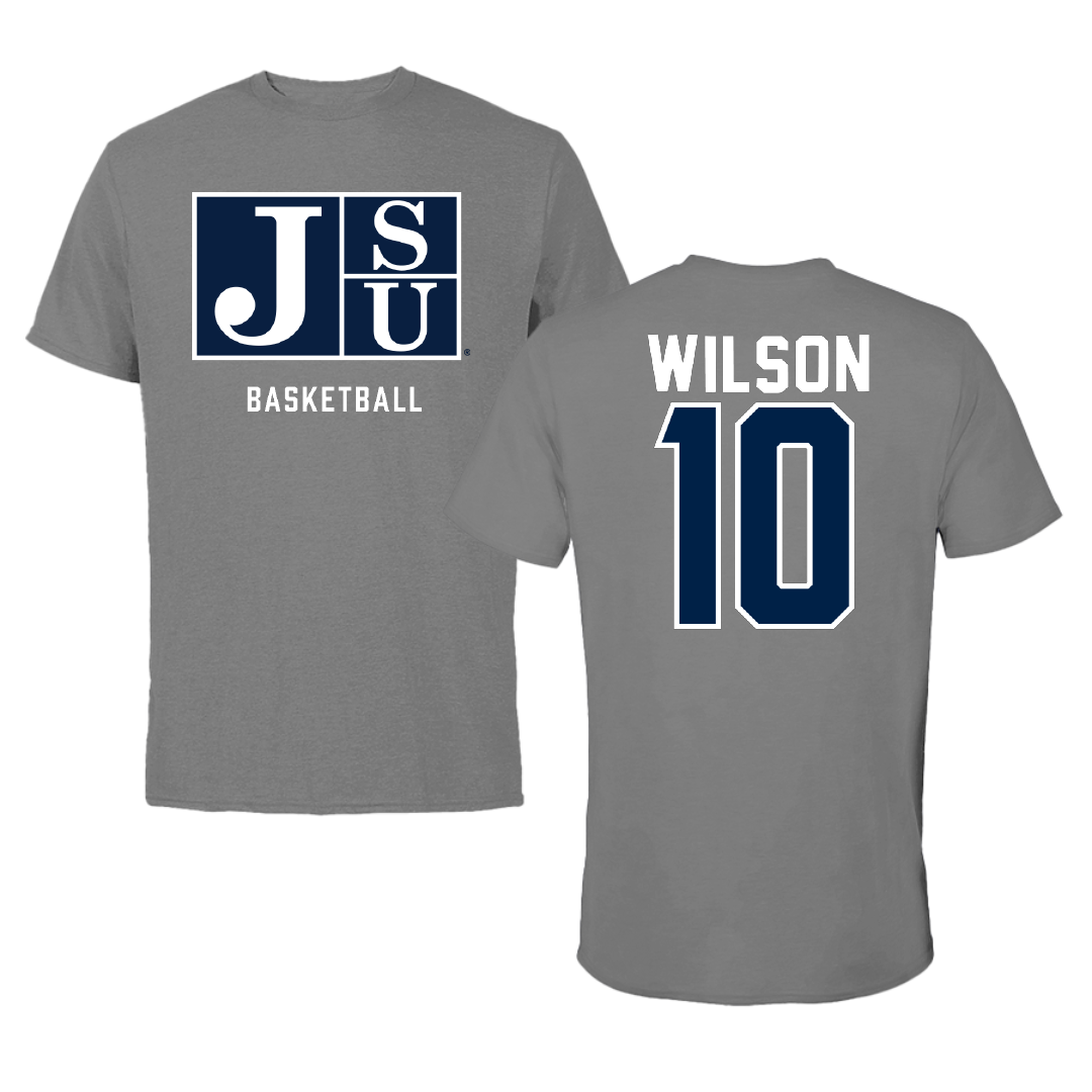 Jackson State University Basketball Gray Tee - #10 Ebo Wilson