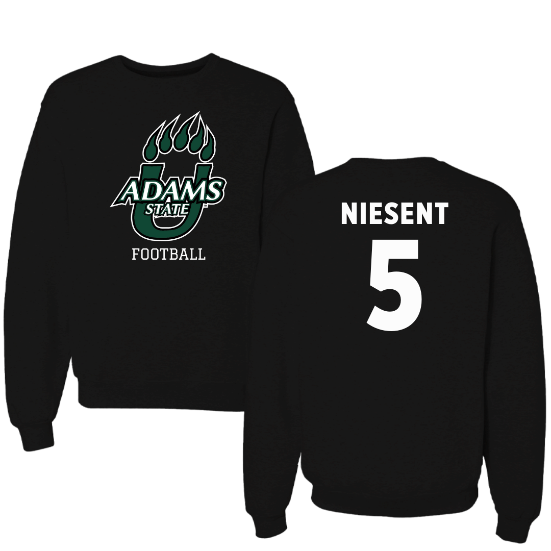 Adams State University Football Black State Crewneck - #5 Jordan Niesent