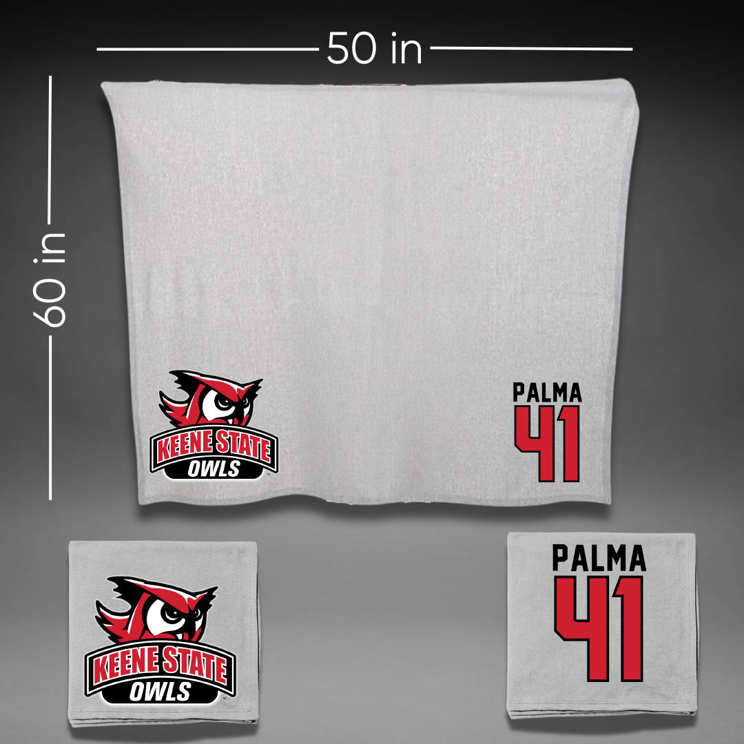 Keene State College Lacrosse Gray Owls Blanket - #41 Ethan Palma