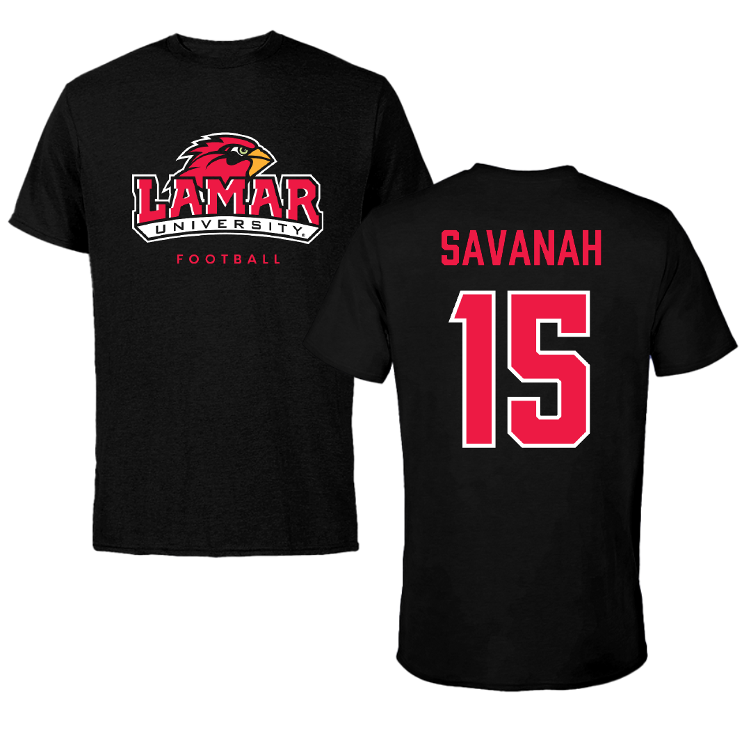 Lamar University Football Black Performance Tee - #15 Ken Savanah