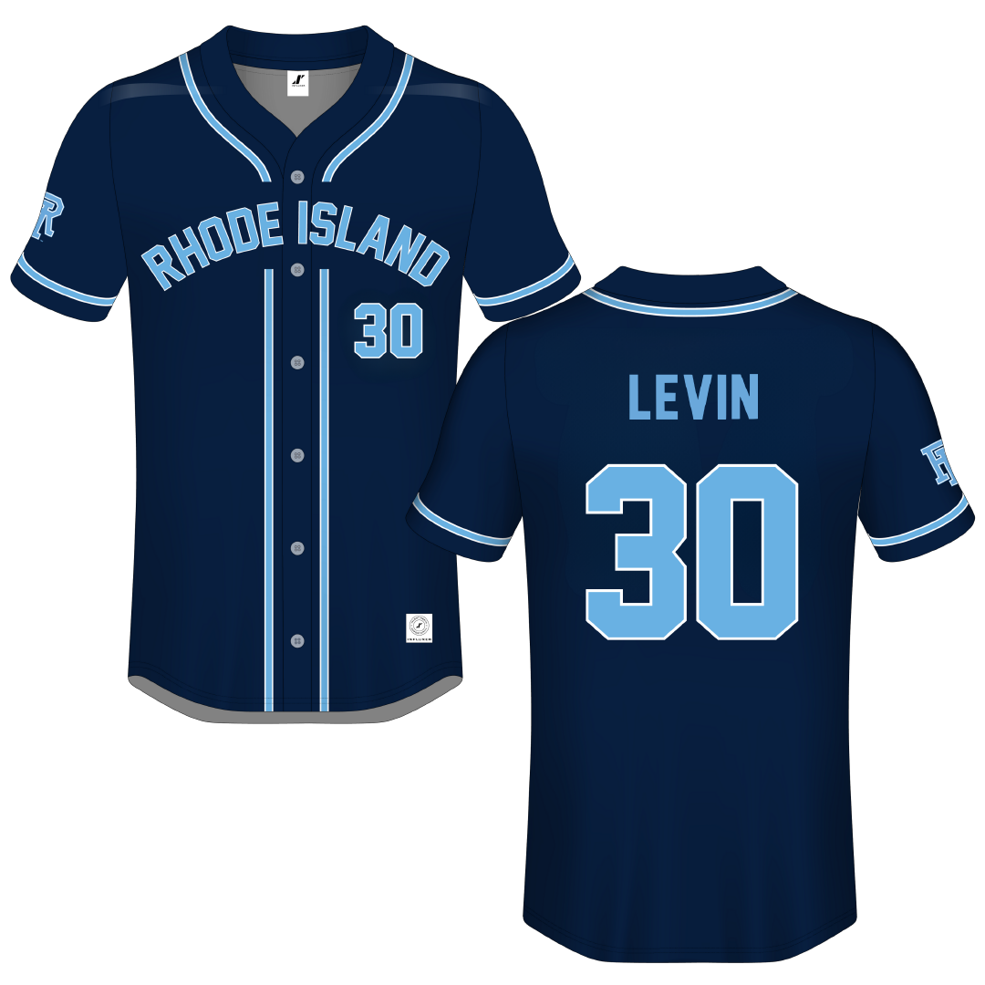 University of Rhode Island Navy Button-Down Jersey - #30 Brody Levin