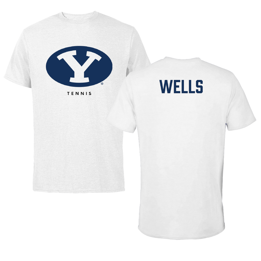 Brigham Young University Tennis White Performance Tee - TJ Wells