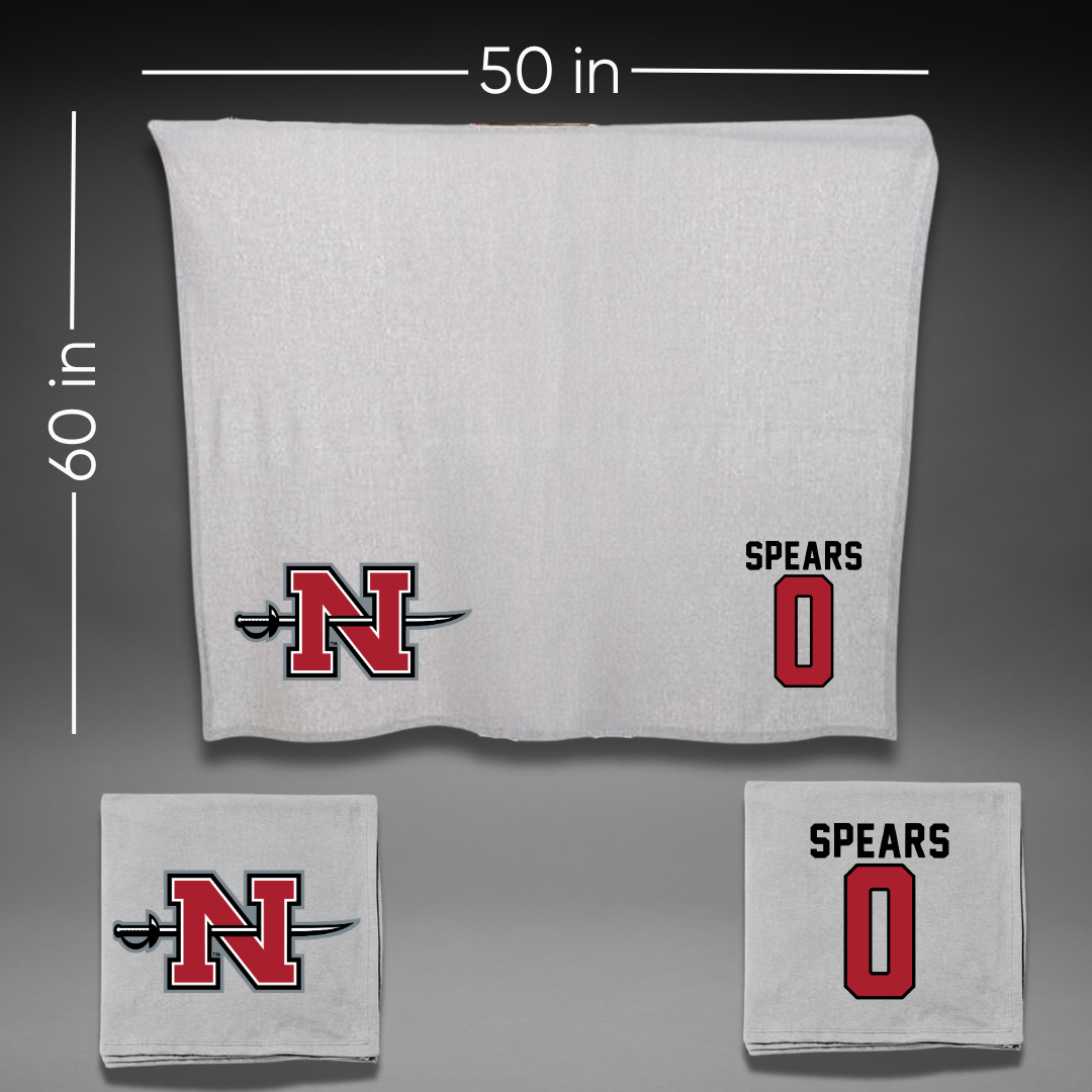 Nicholls State University Football Gray Blanket - #0 Jaylon Spears