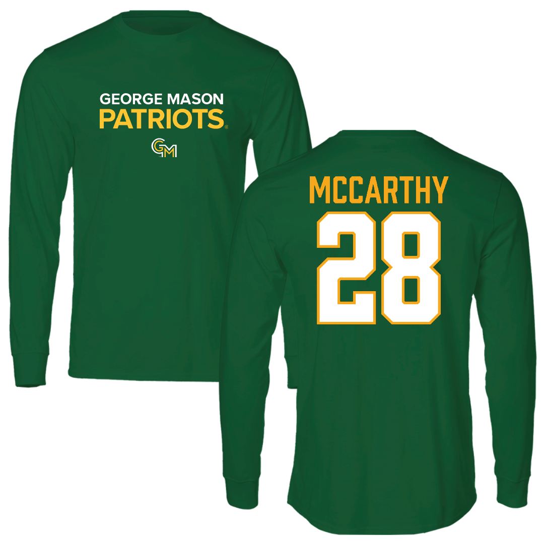 George Mason University Baseball Green Performance Long Sleeve - #28 Dylan McCarthy