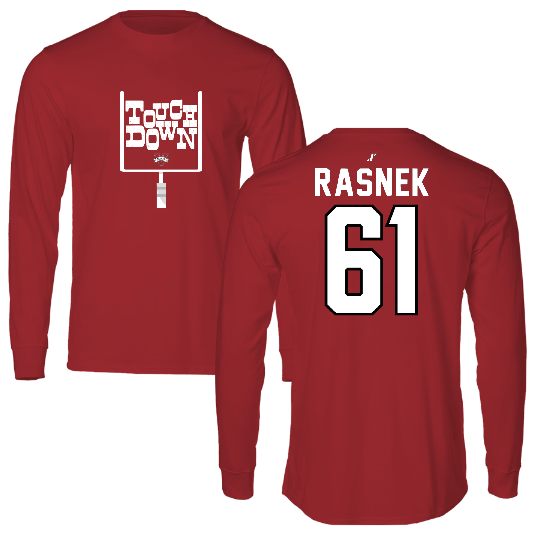 Valdosta State University Football Canvas Red Touchdown Long Sleeve - #61 Brayden Rasnek