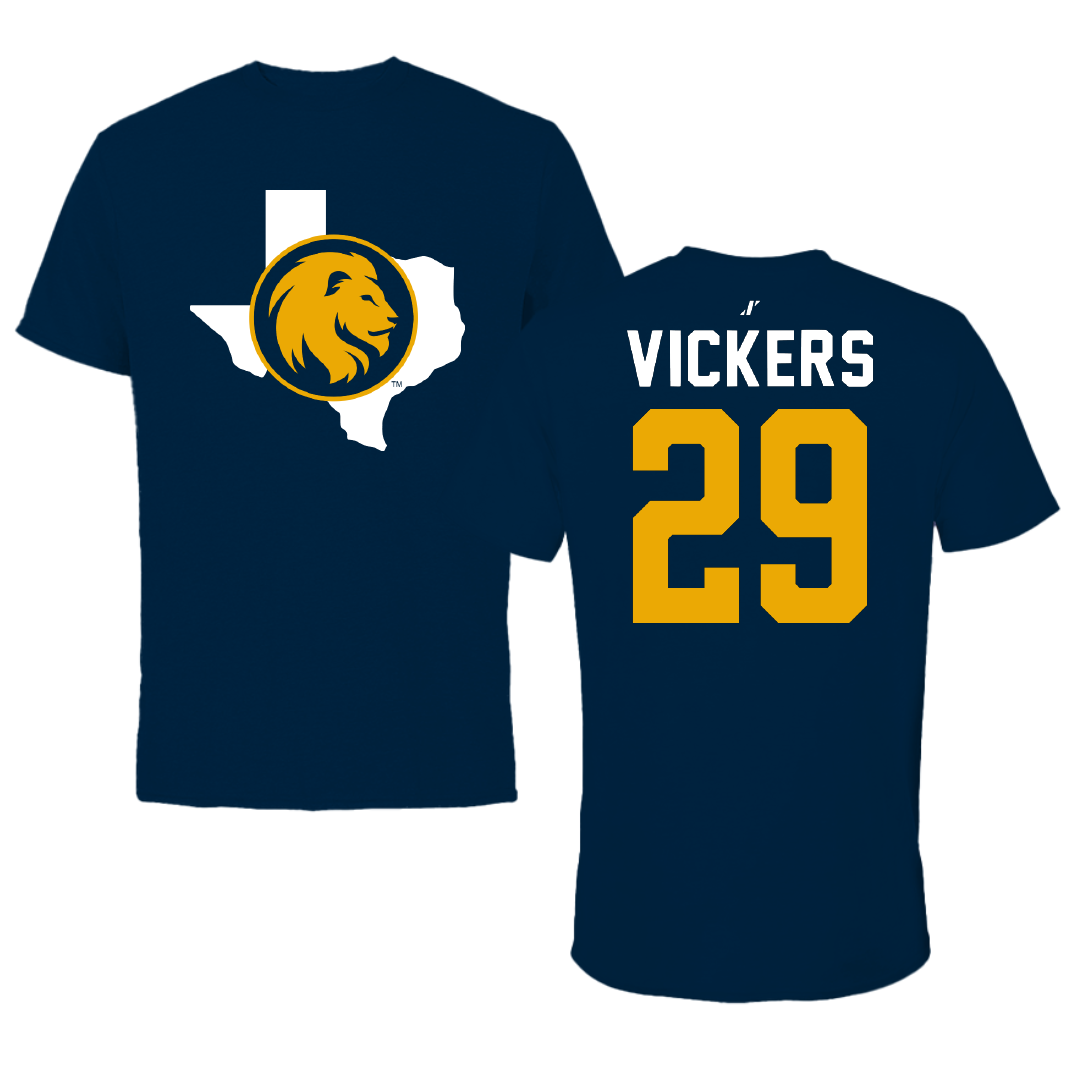 East Texas A&M University Football Navy State Performance Tee - #29 Reiss Vickers