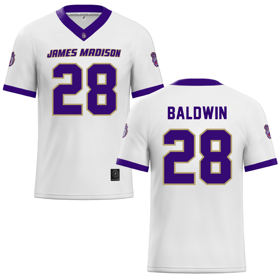 James Madison University White Football Jersey - #28 Ke'Marion Baldwin