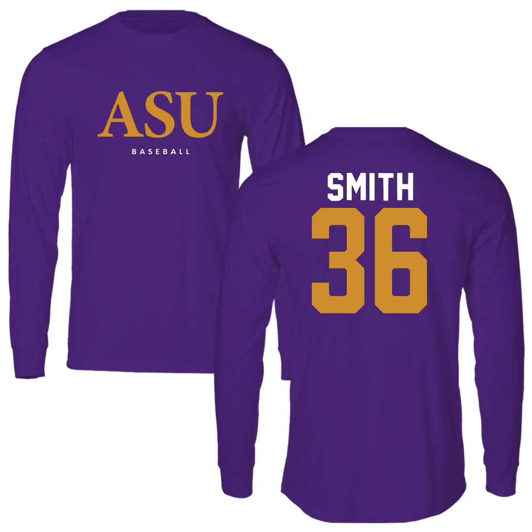 Alcorn State University Baseball Purple ASU Long Sleeve - #36 Paul Smith