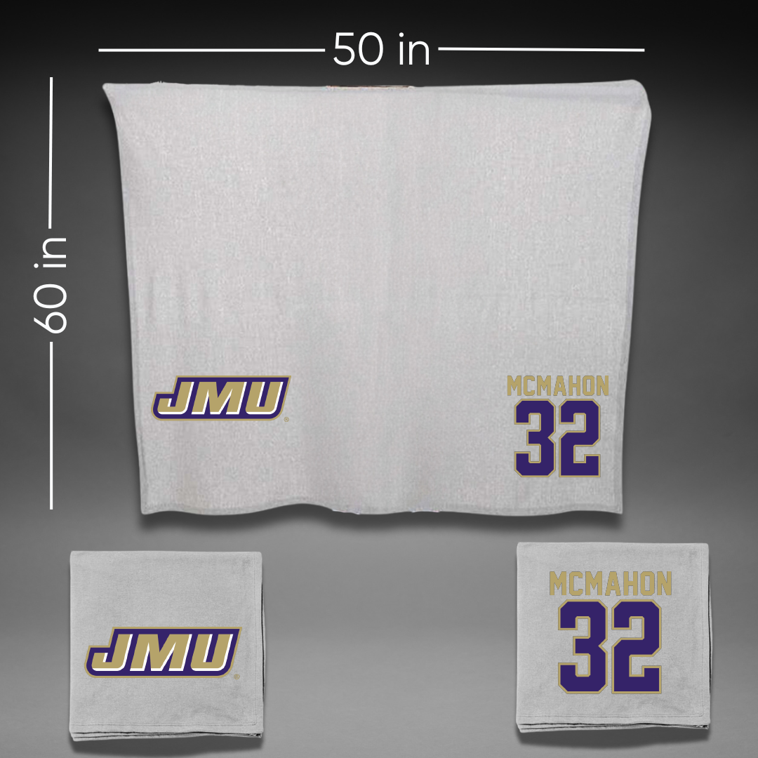 James Madison University Soccer Gray Blanket - #32 Ashley McMahon