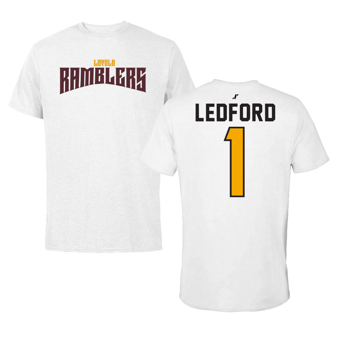 Loyola University-Chicago Volleyball White Classic Performance Tee - #1 Charlie Ledford