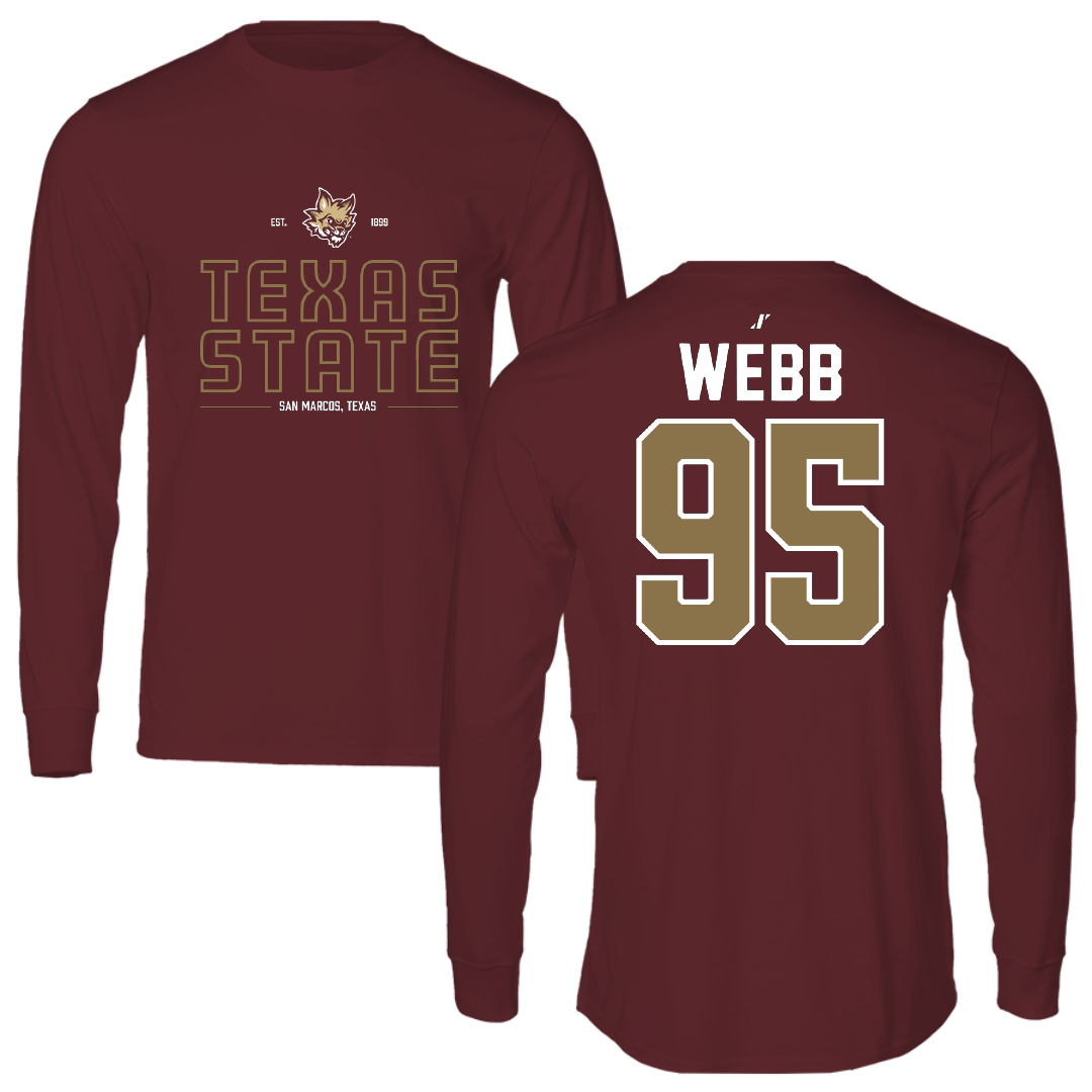 Texas State University Football Maroon General Performance Long Sleeve - #95 Terry Webb