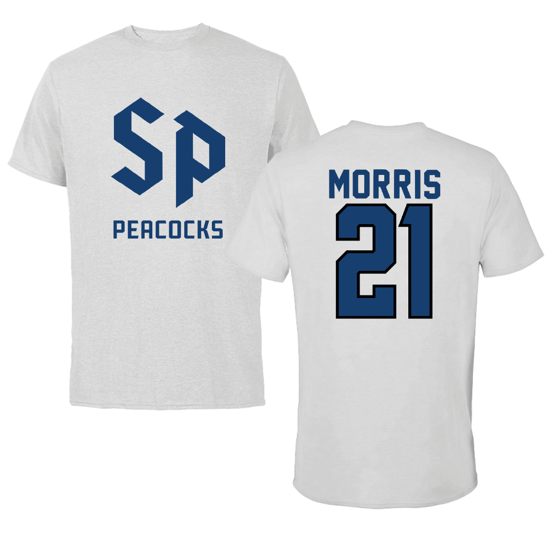 Saint Peter's University Basketball Light Gray Tee - #21 Jaquel Morris