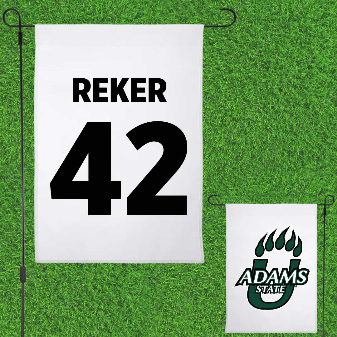 Adams State University Baseball White Garden Flag - #42 Seth Reker