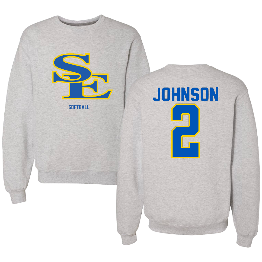 Southeastern Oklahoma State University Softball Gray Crewneck - #2 Lorryn Johnson