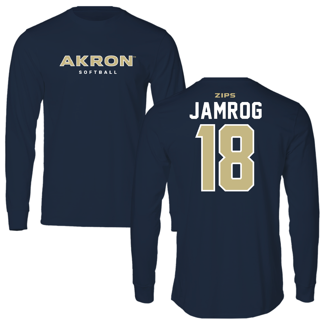 University of Akron Softball Navy Long Sleeve - #18 Madison Jamrog