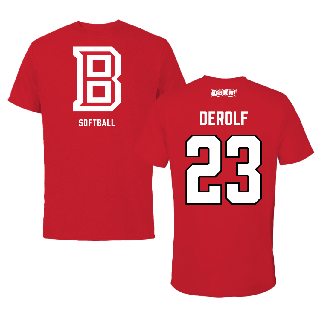 Bradley University Softball Red Block Performance Tee - #23 Lauren DeRolf
