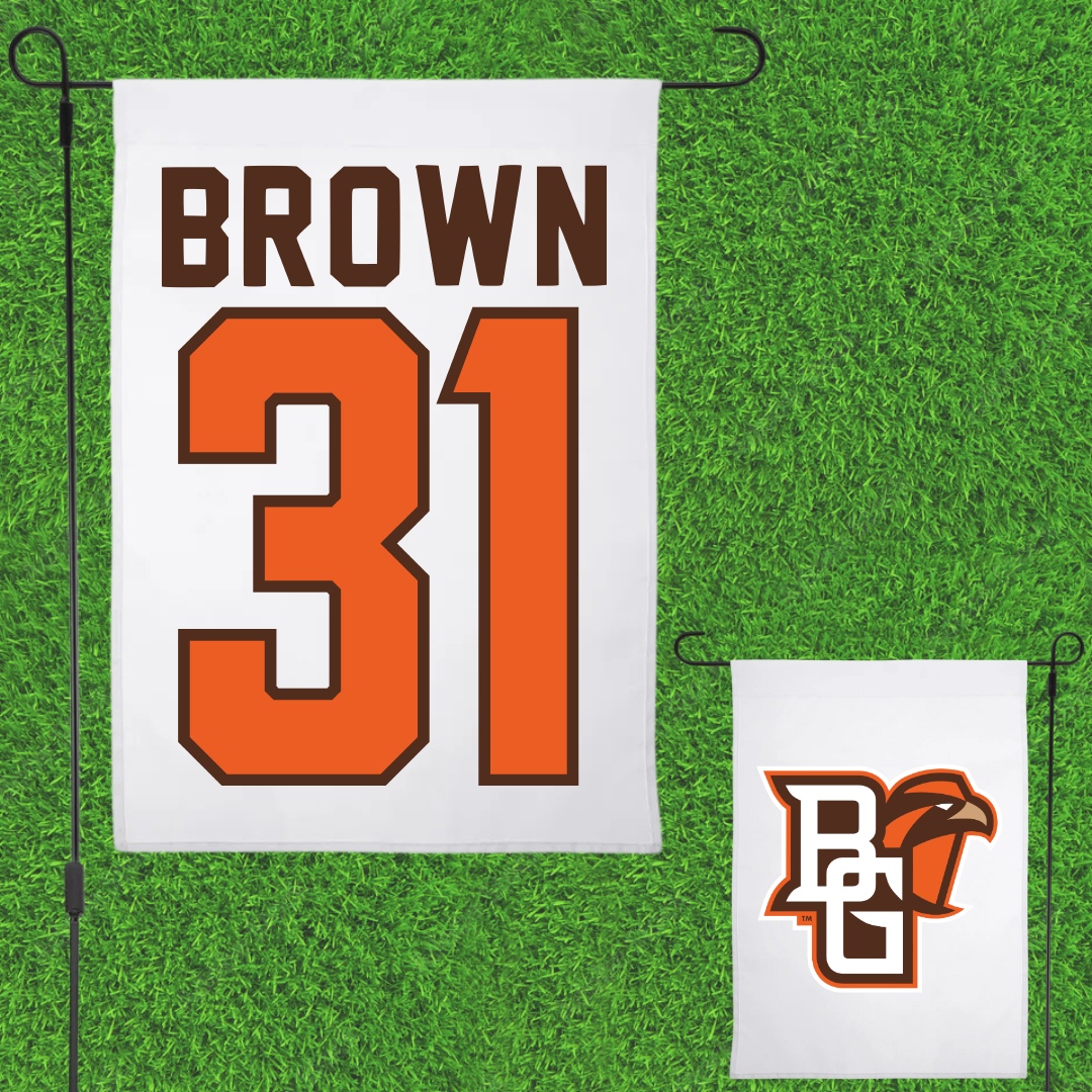 Bowling Green State University Baseball White Garden Flag - #31 Jaxon Brown